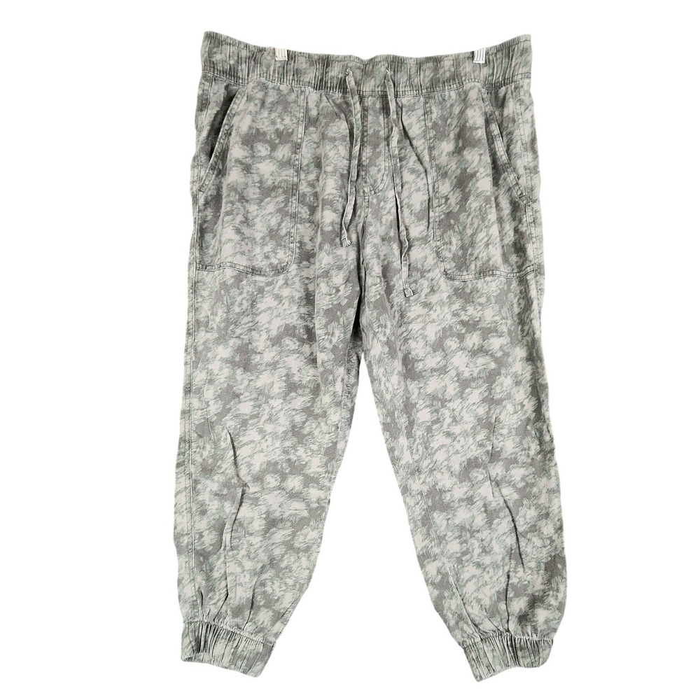 Orvis Womens XL Drawstring Waist Jogger Pants Casual Green Patterned